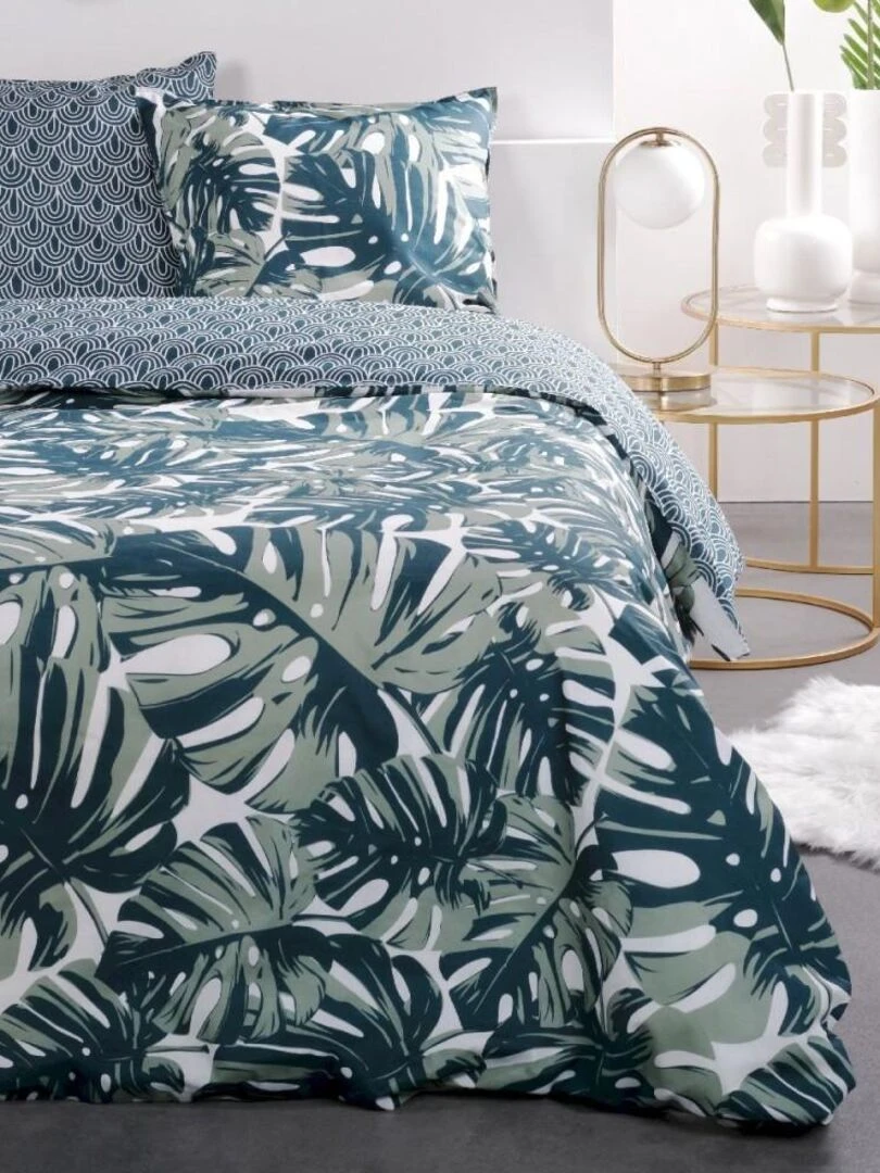 Housse de couette Sunshine Monstera + taie(s) 100% coton 57 fils Vert