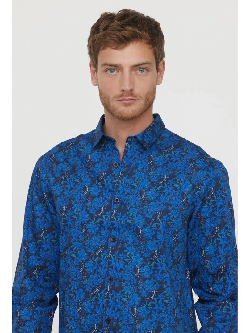 Lee Cooper   Chemise manches longues coton regular DYLAN   Bleu marine