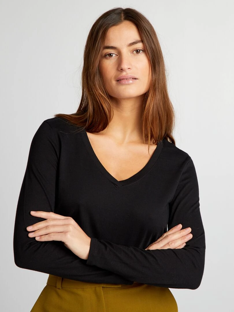 T shirt col V noir