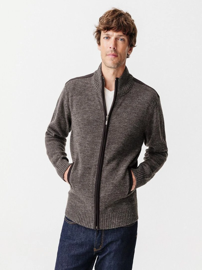 Gilet bi matière 30% laine Damart gris anthracite