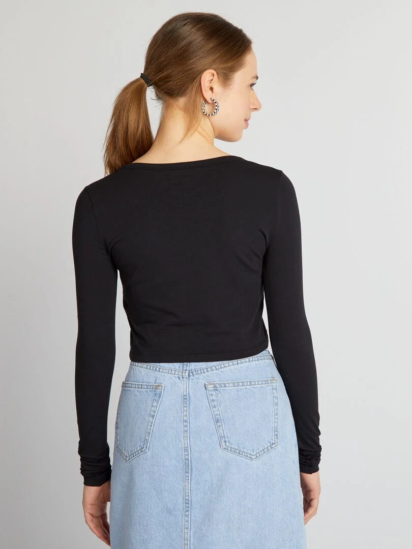 Crop top manches longues   noir