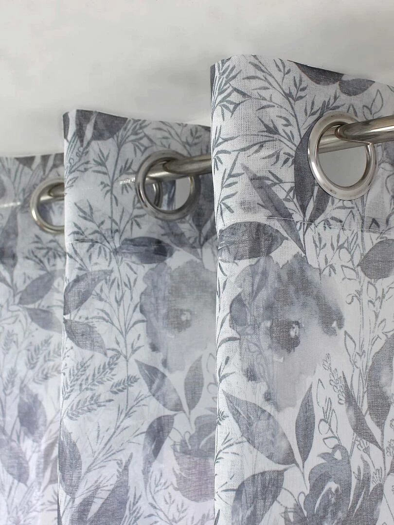 Voilage tendance aux impressions fleuries   Gris clair