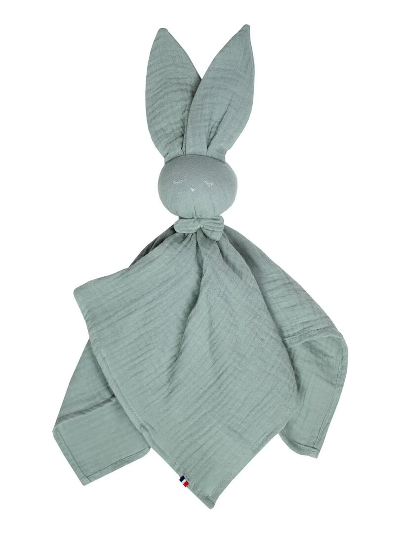 Doudou plat Lapin personnalisable Jeanne Vert d'eau