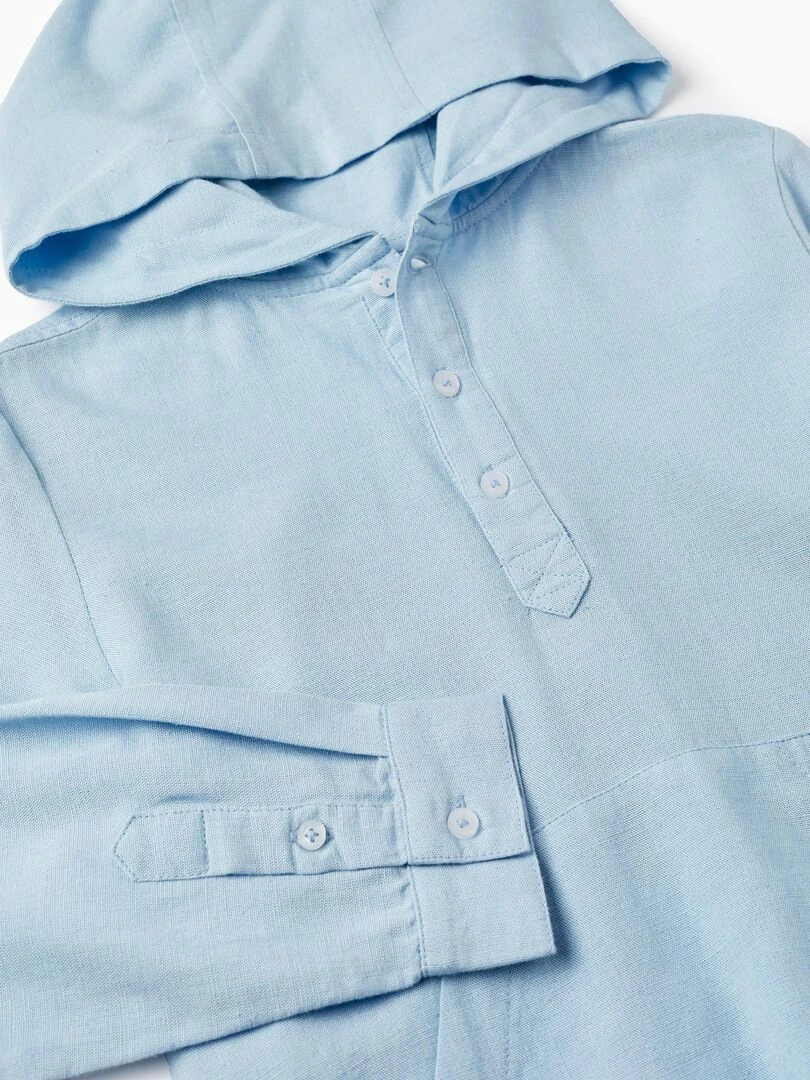 Chemise En Mélange De Lin Avec Capuche Pour Garçon manches longues MATISSE   Bleu clair
