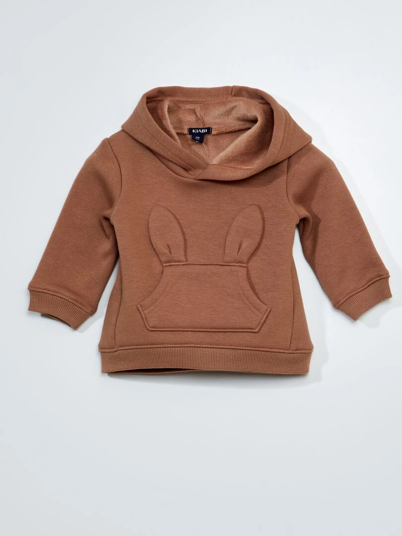 Sweat en molleton avec poche fantaisie Toujours + de chaleur Marron