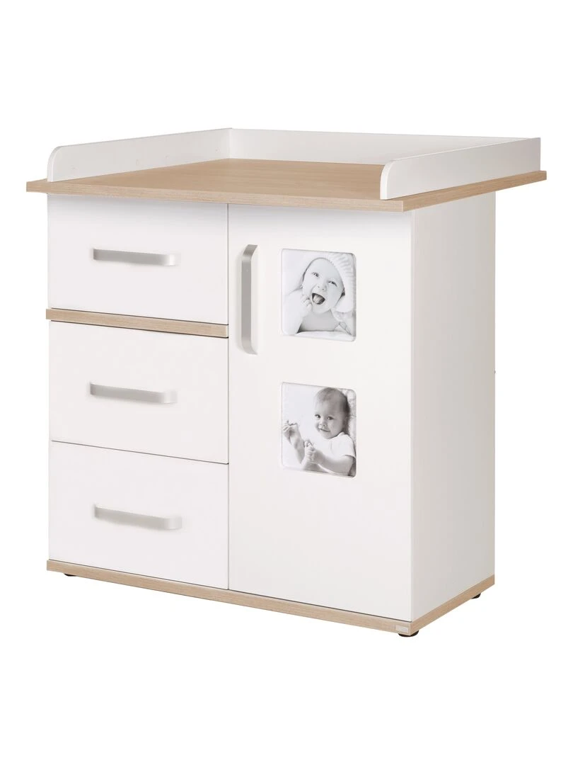 ROBA Commode à Langer "Pia" avec 2 Cadres Photo Division Pratique Hauteur 94 cm Blanc