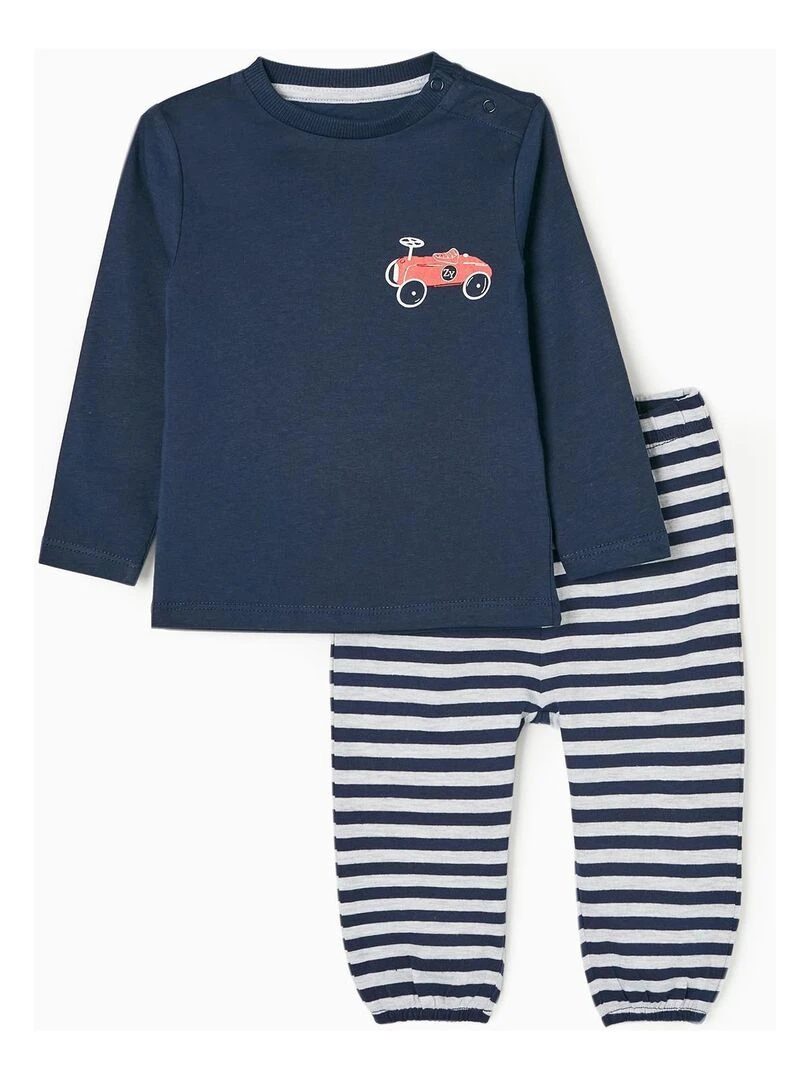 Pyjama en Coton Bébé Garçon 'Voiture de Course' manches longues ESSENTIALS LINE Bleu foncé