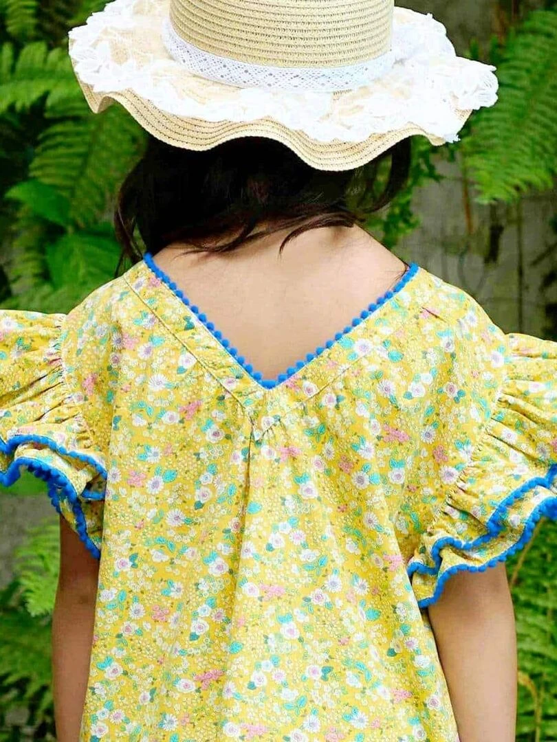 Robe Fleurie Été Jaune Manches Papillons BUTTERFLY La Faute à Voltaire Jaune