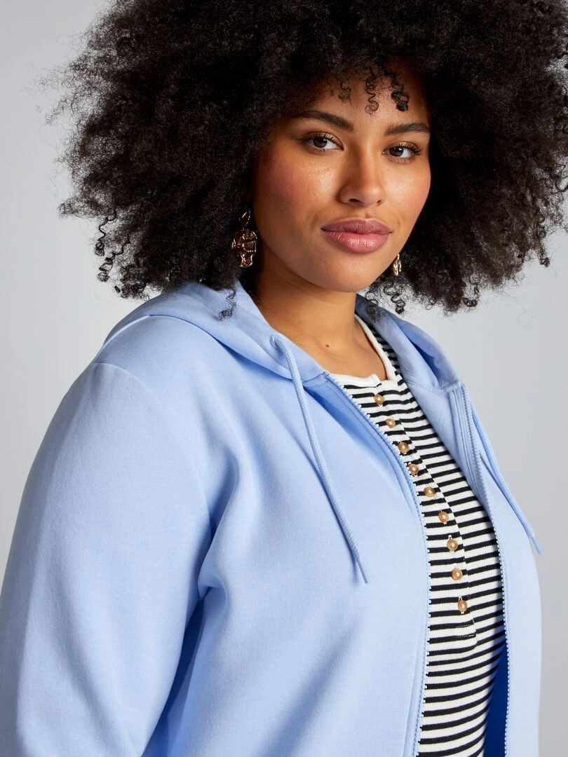 Sweat à capuche en molleton   Bleu