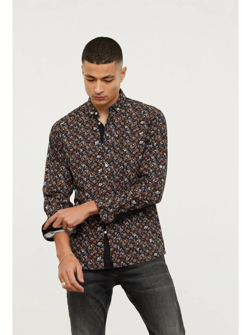 Lee Cooper Chemise manches longues coton slim DONUTS Noir