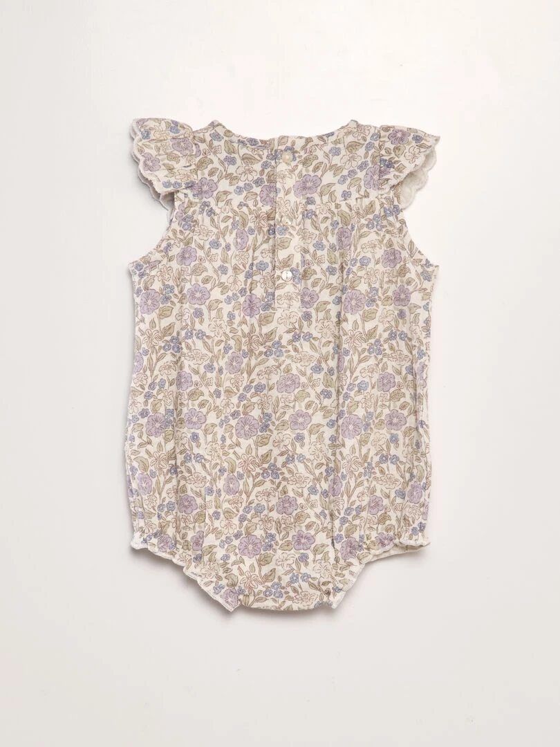 Barboteuse en gaze de coton avec volants Fleuri