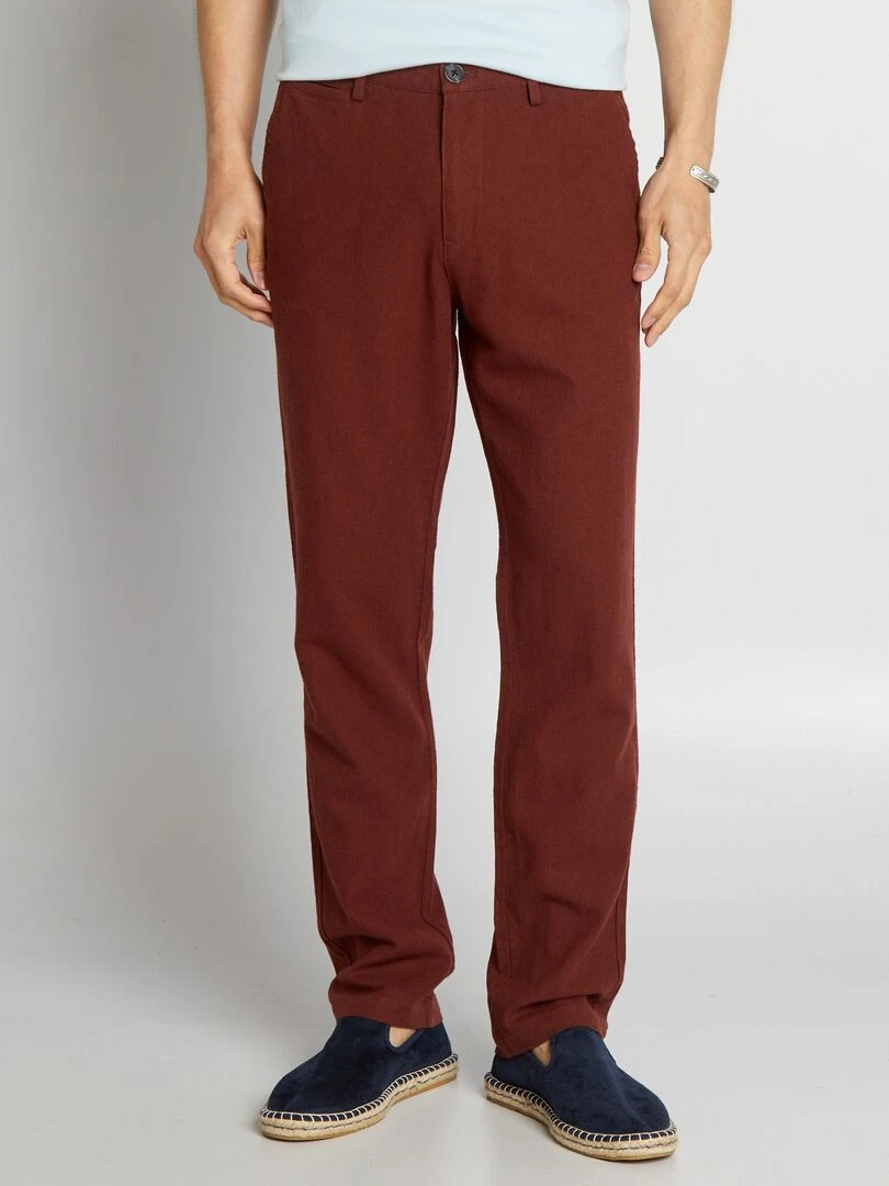 Pantalon chino en lin   Rouge foncé