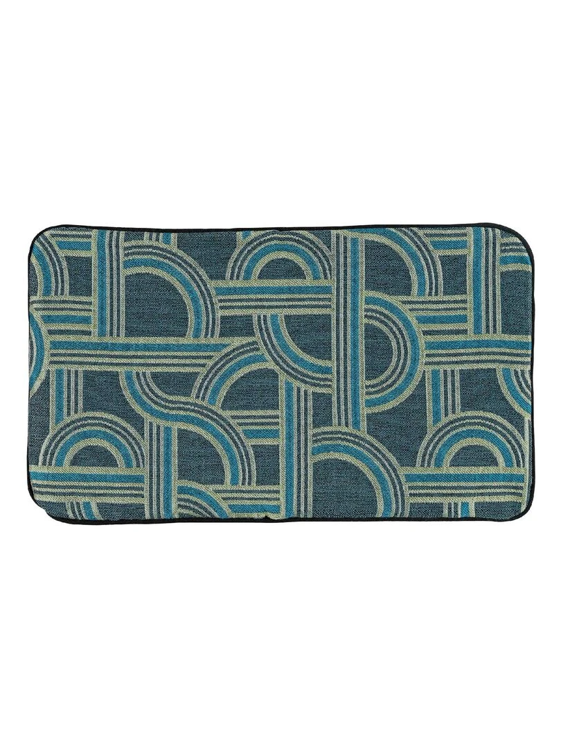 Housse de coussin aux couleurs de l’Orient Express. Bleu