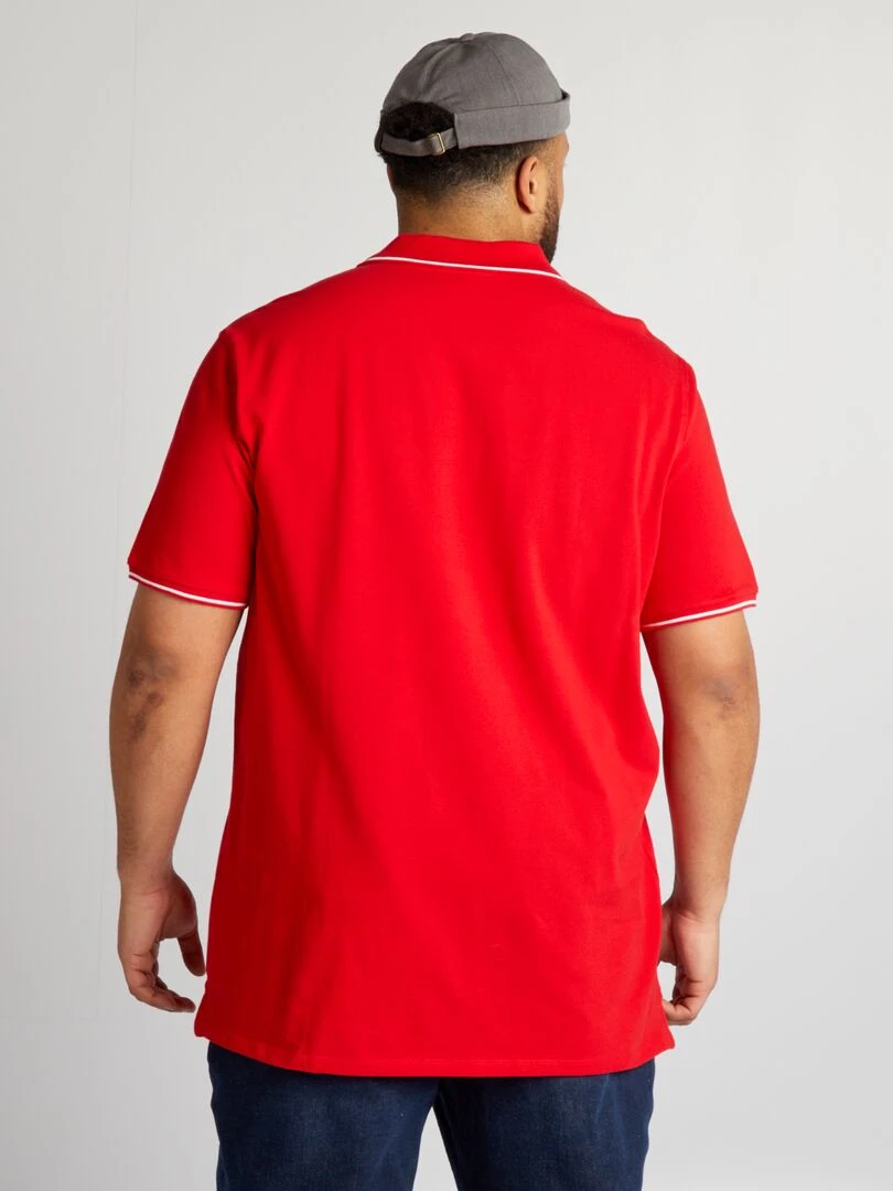Polo en coton à contrastes   rouge