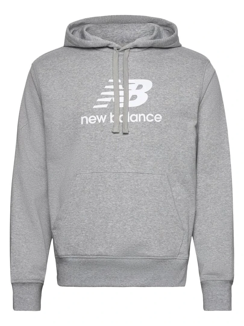 Sweat à Capuche New Balance Essentials Stacked Logo Fleece Hoodie Gris