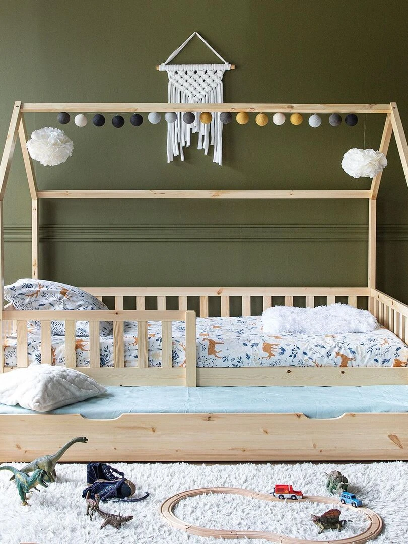 HAPPY GARDEN Lit pour enfant cabane lit tiroir Marceau Marron