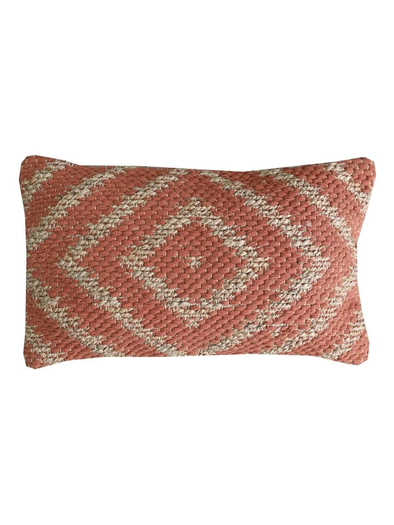 Coussin en coton et jute 'Deko&co' Rouge brique