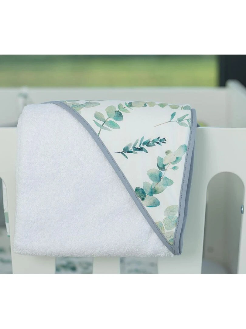 Grande cape de bain en coton et bambou  Eucalyptus   Blanc