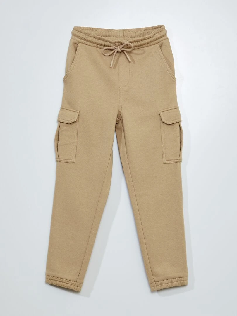 Jogging chiné en molleton avec poches Beige