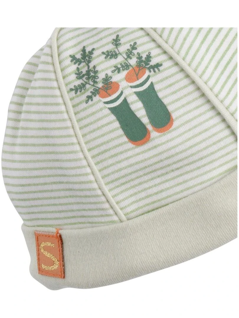 Lot bonnet et moufles bébé en coton SAUTHON Vert