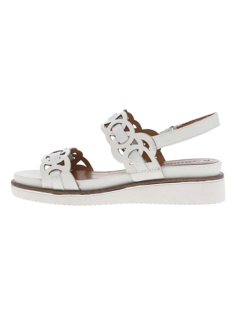 TAMARIS   Nu pieds cuir talon semi compensée   Blanc