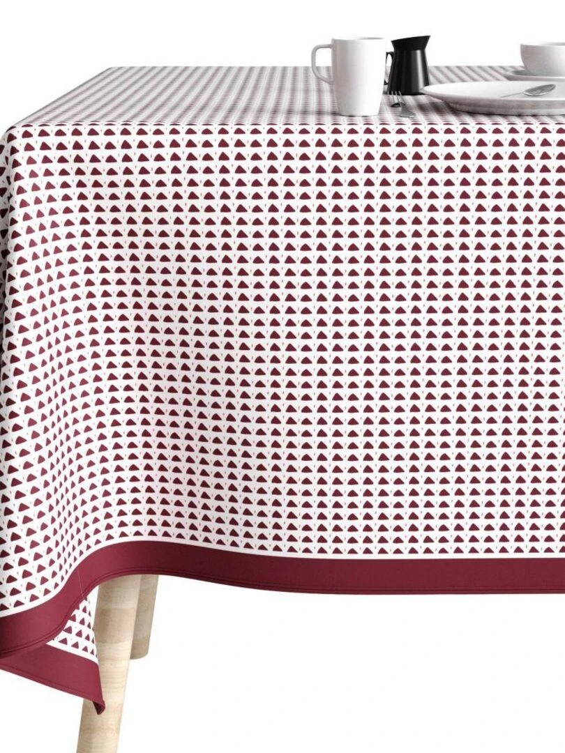 Nappe rectangulaire anti tache en Coton   Tilak Aubergine   Blanc