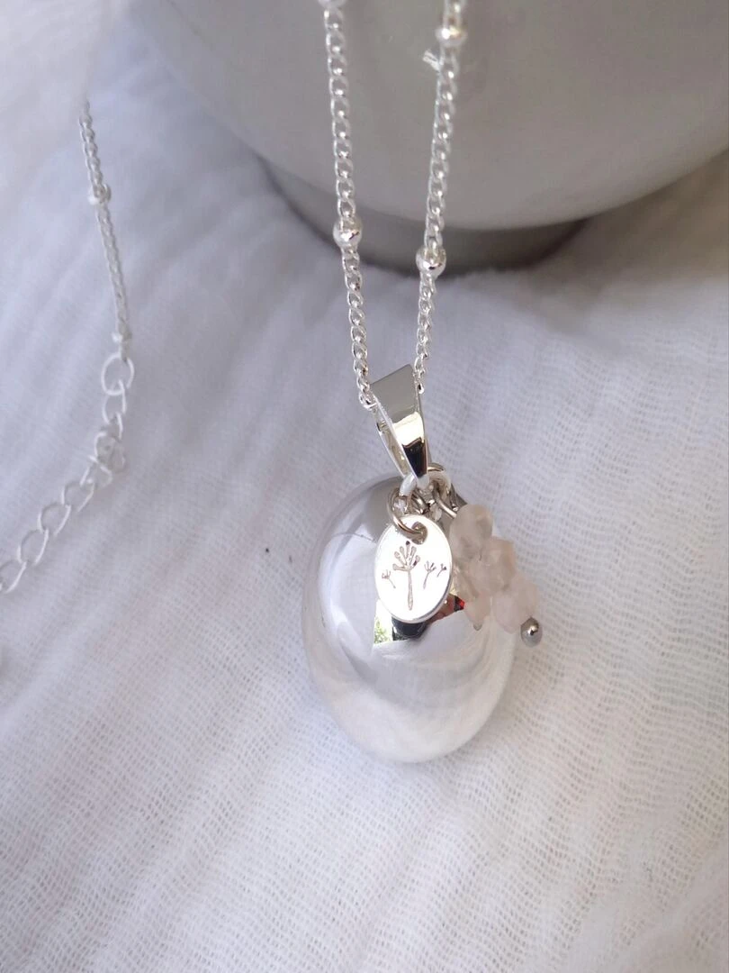 Bola de Grossesse Argent Pissenlit Quartz Rose   Argent