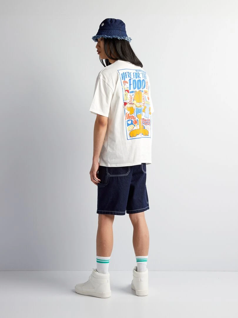T shirt oversize 'Garfield' manches courtes blanc
