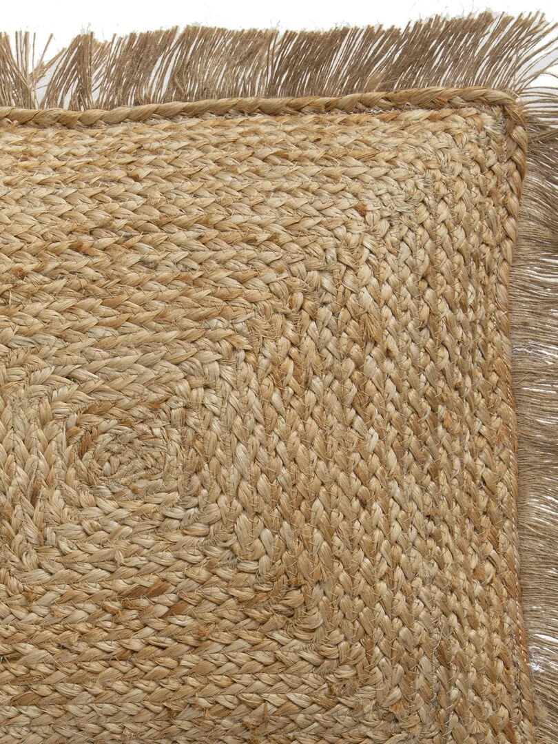 Coussin en jute à franges 'Deko&co' Beige foncé