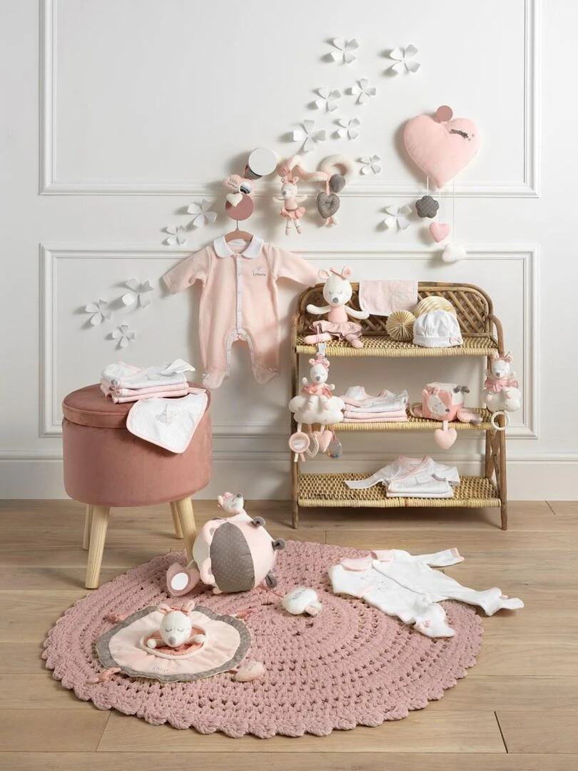 Doudou Mouchoir Souris danseuse étoile en velours Rose   SAUTHON   Rose