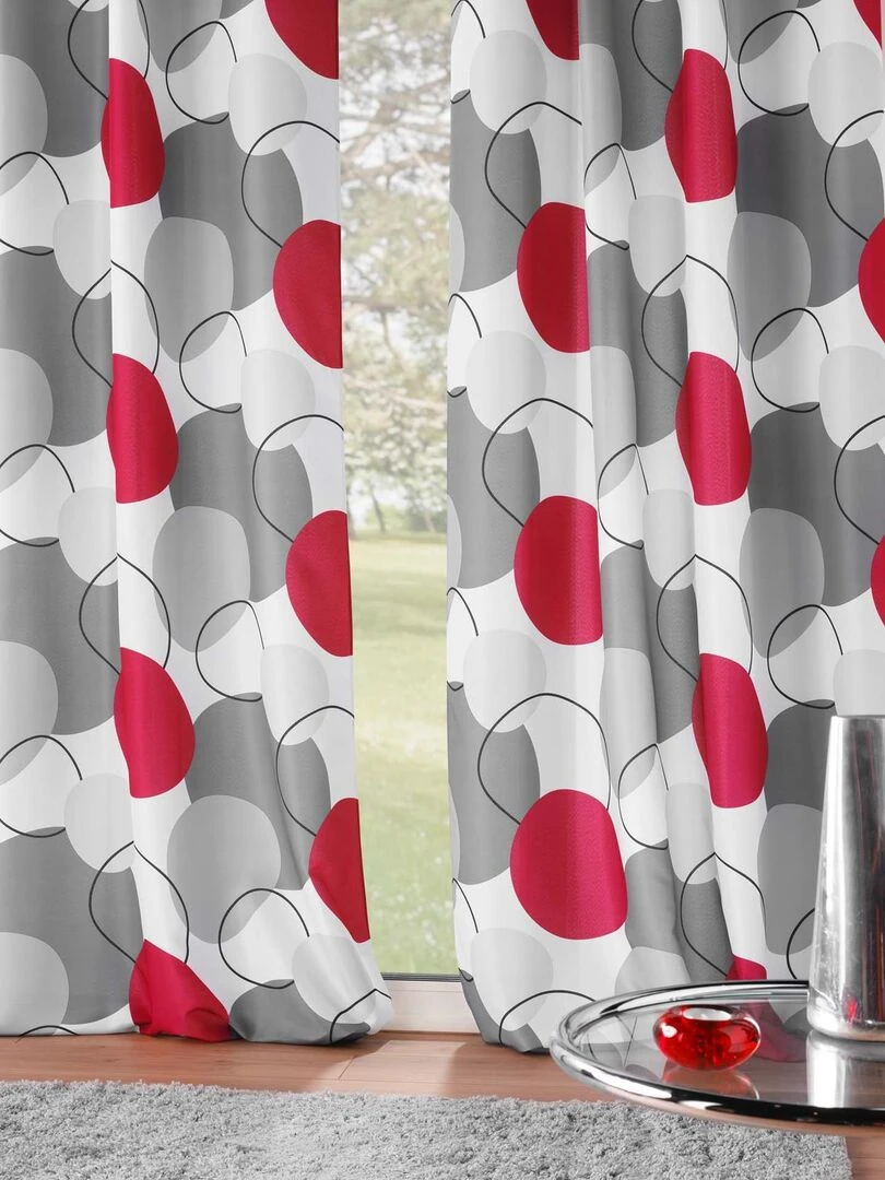 Rideau à formes géométriques   Rouge