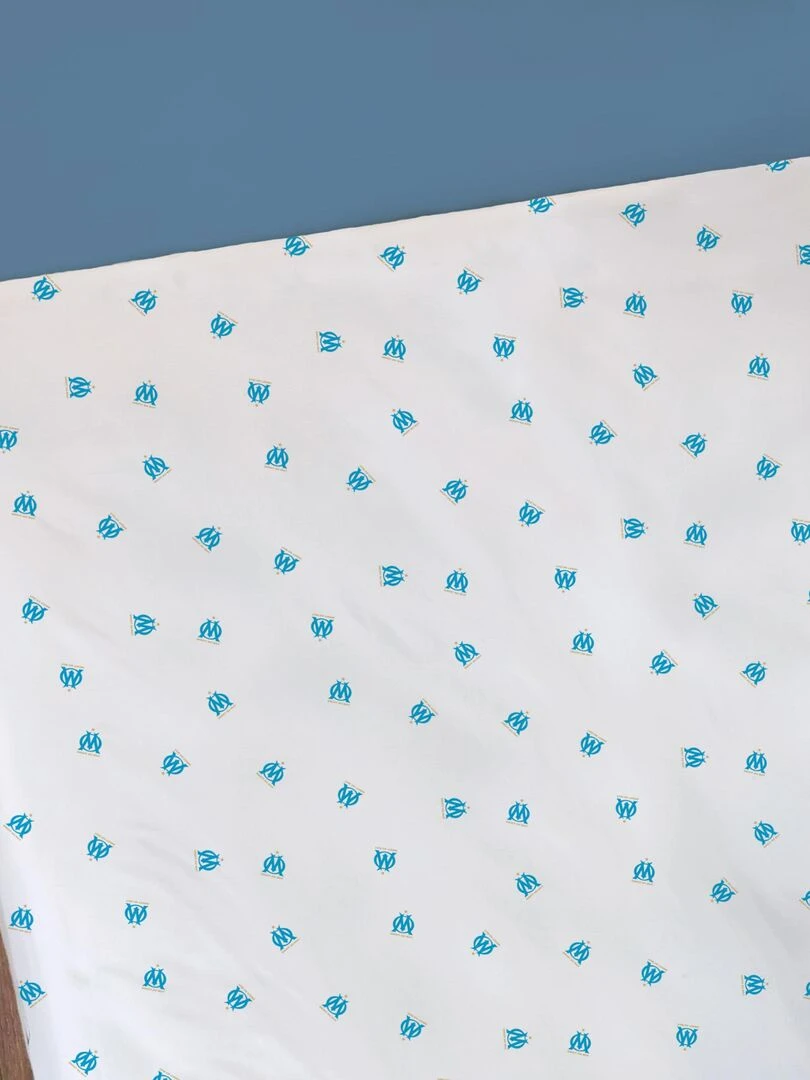 Drap housse imprimé 100% coton OM VOILURE Blanc