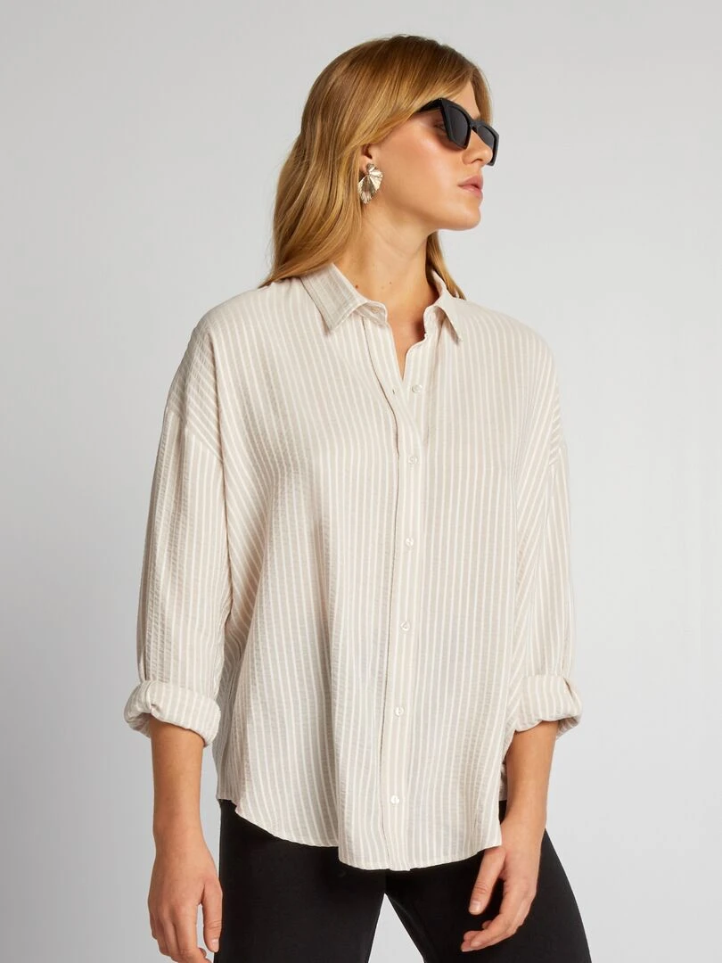 Chemise oversize à rayures BEIGE