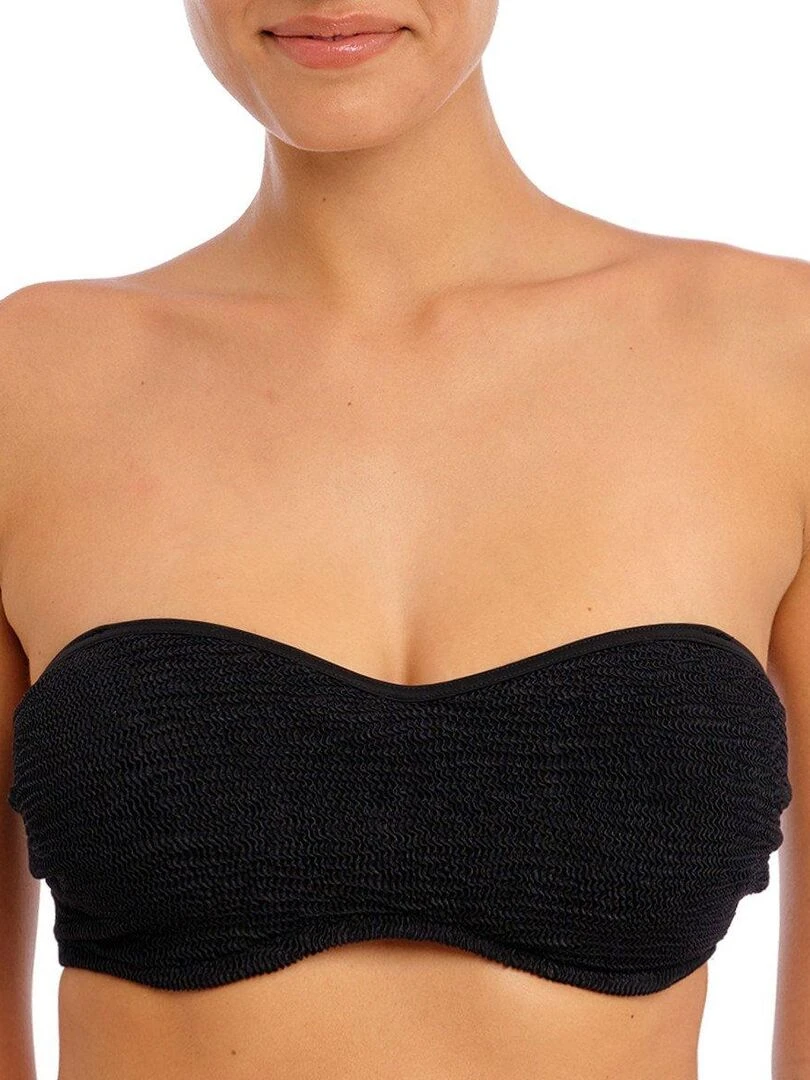 Haut de maillot bandeau texturé à armatures Ibiza waves Noir