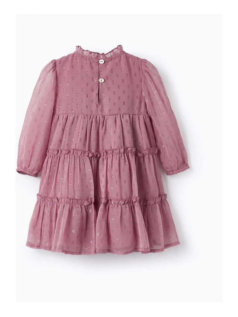 Robe à manches longues pour bébé fille manches longues CÉRÉMONIE Rose