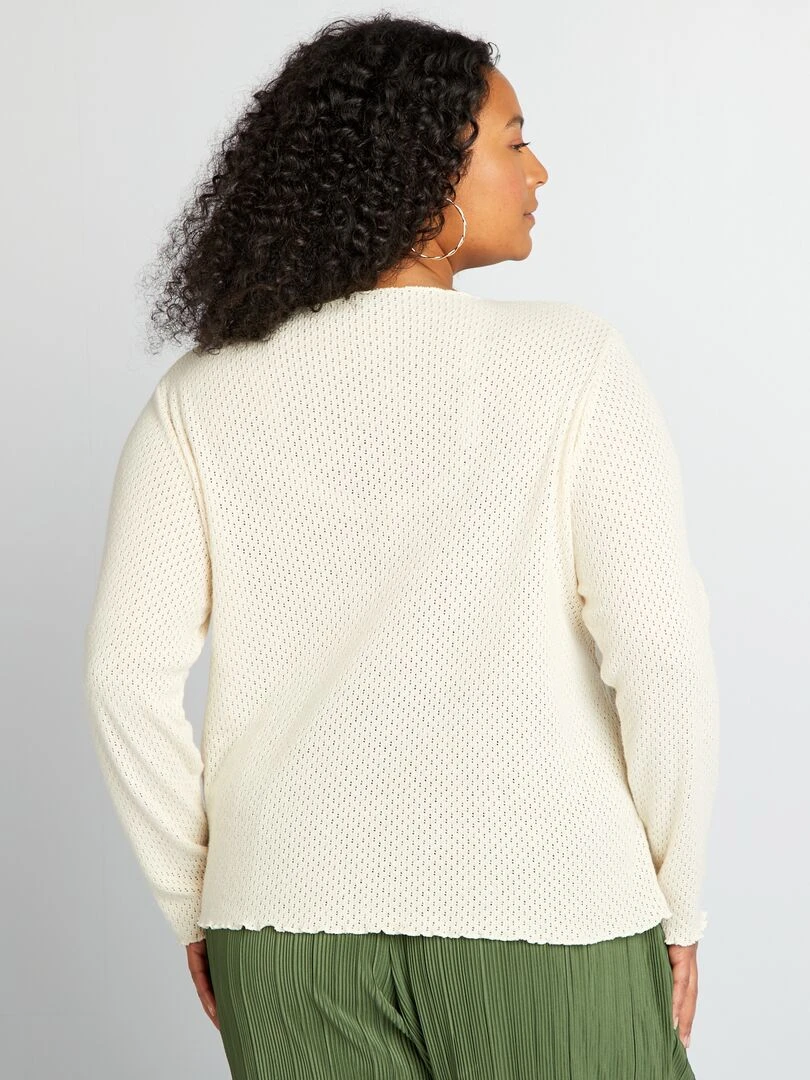 T shirt en maille ajourée   Beige