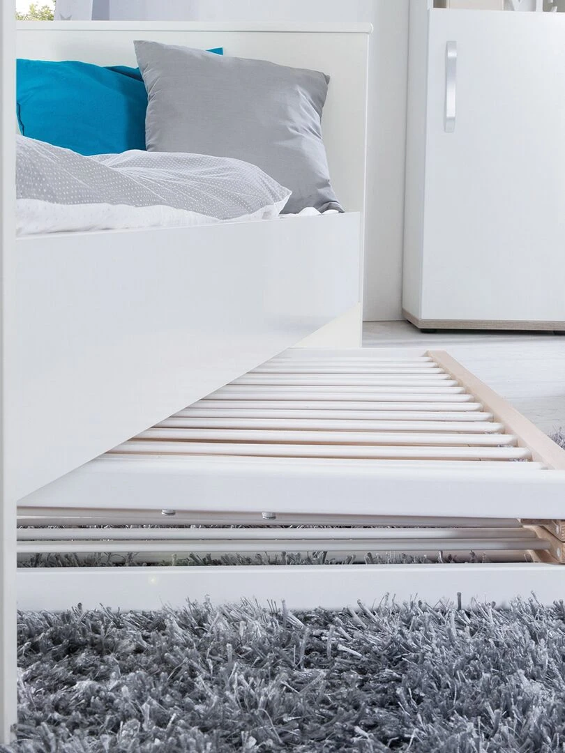ROBA Lit pliable "Fold Up" 60x120 Réglable en hauteur Blanc/Bois naturel Blanc Beige