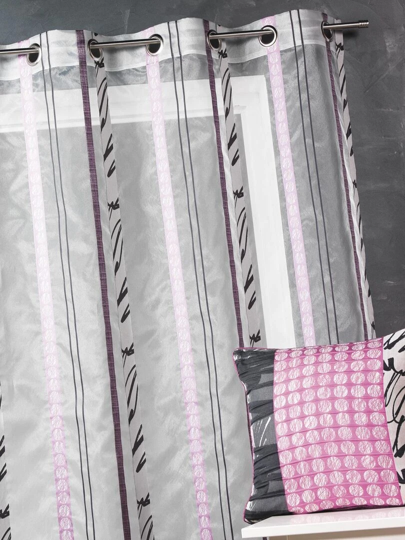 Voilage en organza à fines rayures zébrées Parme