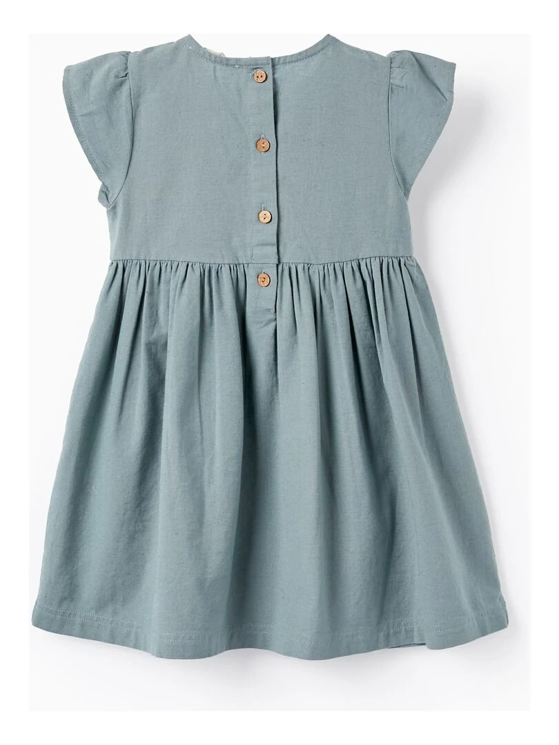 Robe avec Fleurs Brodées pour Bébé Fille manches courtes Vert