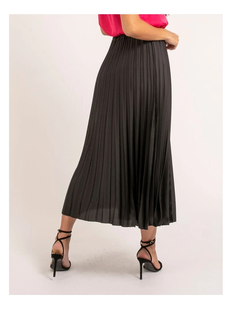 Jupe longue satin plissée XYMMA Noir