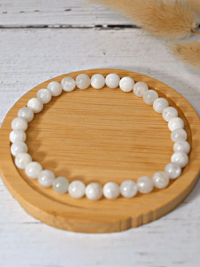 Bracelet Adulte   Pierre de lune   Blanc