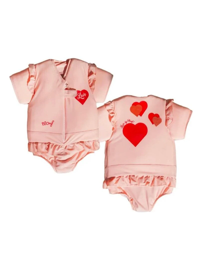 Maillot de Bain Valentine Enfant avec Flotteurs Accessoire de Natation Fille Rose pâle