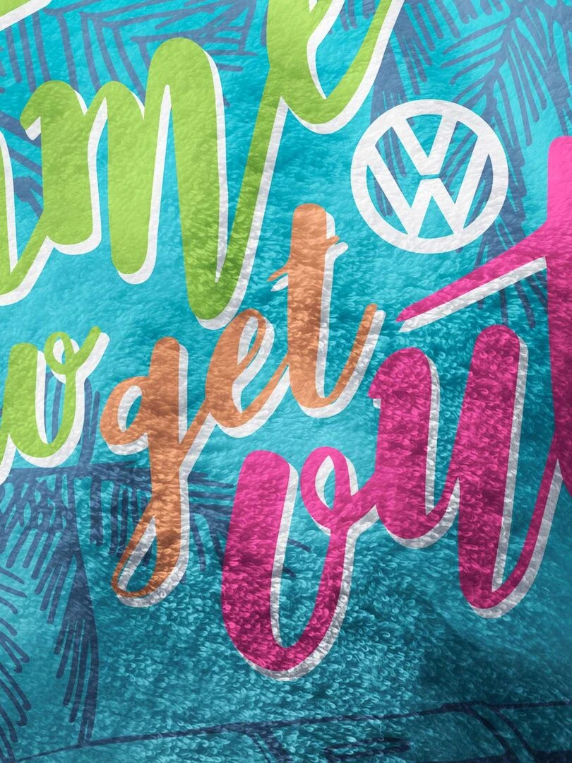 Drap de plage 100% coton  VOLKSWAGEN SURF   Bleu