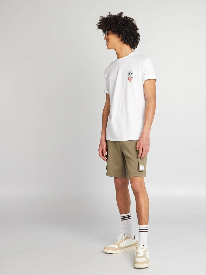 Short en coton multipoche Marron