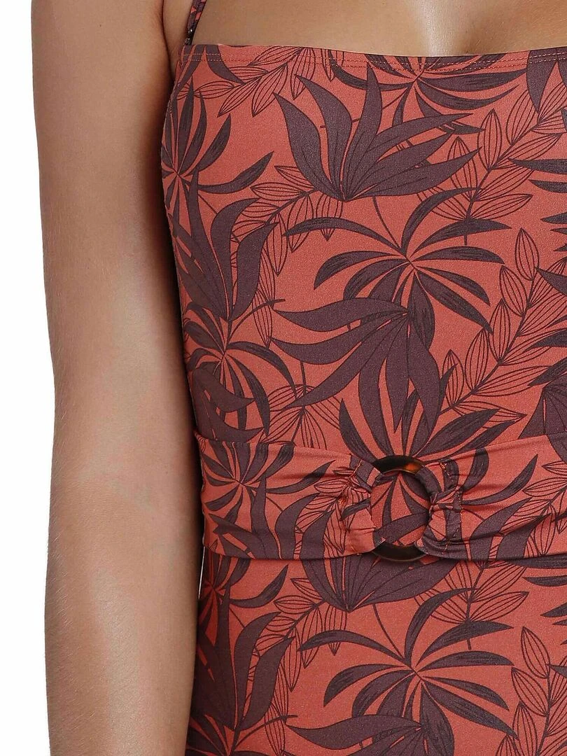 Maillot de bain une pièce bustier préformé Sunset Palm   Marron