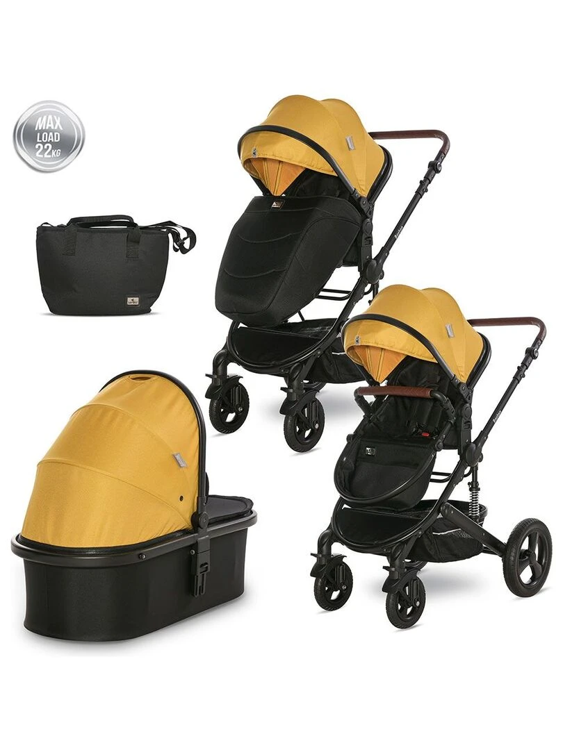 Poussette combinée trio 3 en 1 avec siège auto 0m+ Boston Lorelli 0 22kg jaune Jaune