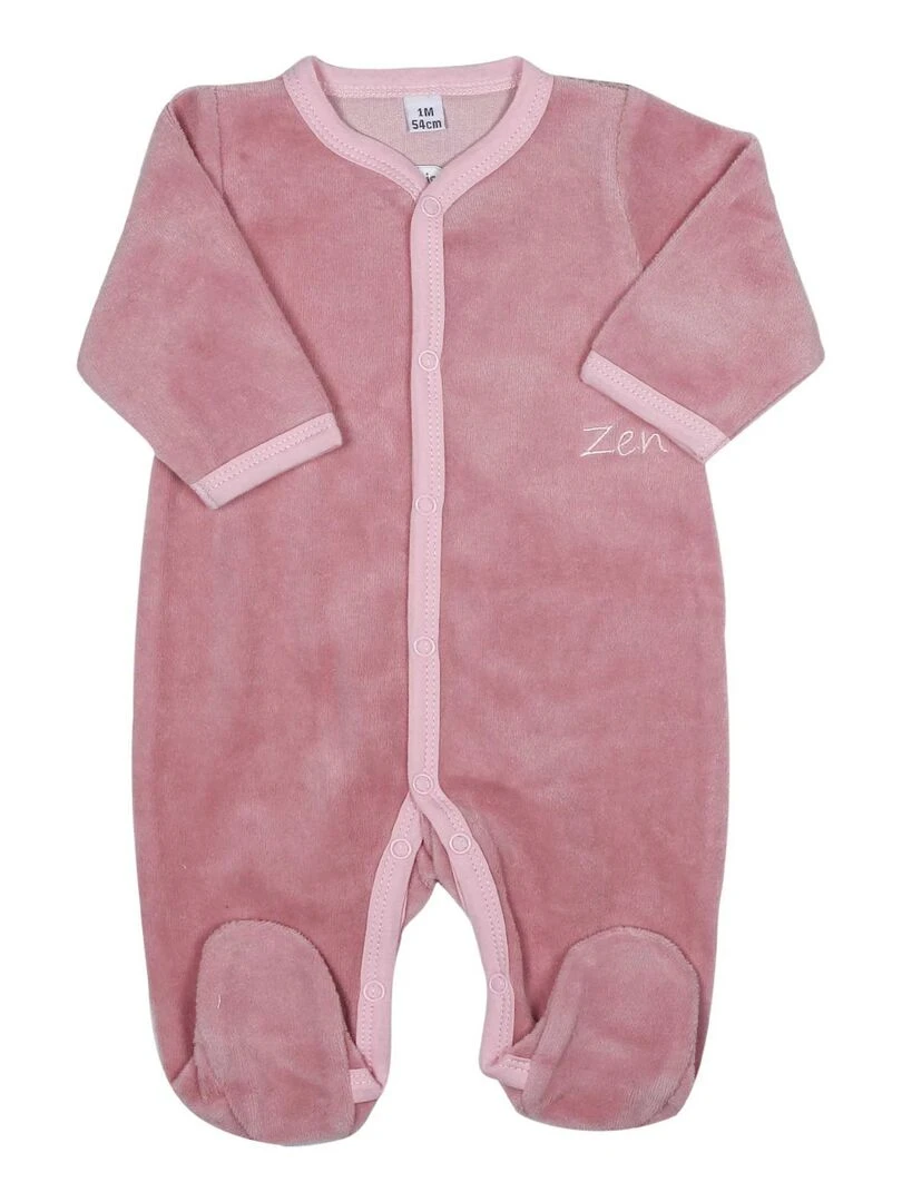 Pyjama en velours naissance fille Rose