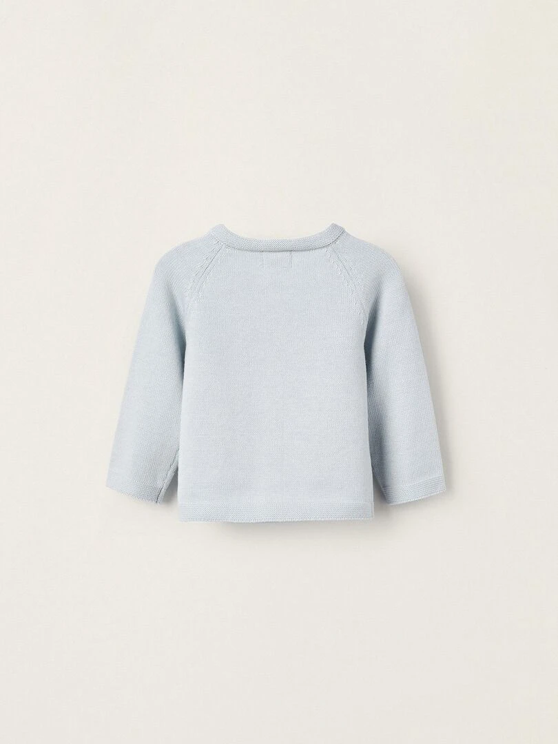 Gilet en Maille de Coton pour Nouveau Né ATLANTIC COMPANY Bleu clair
