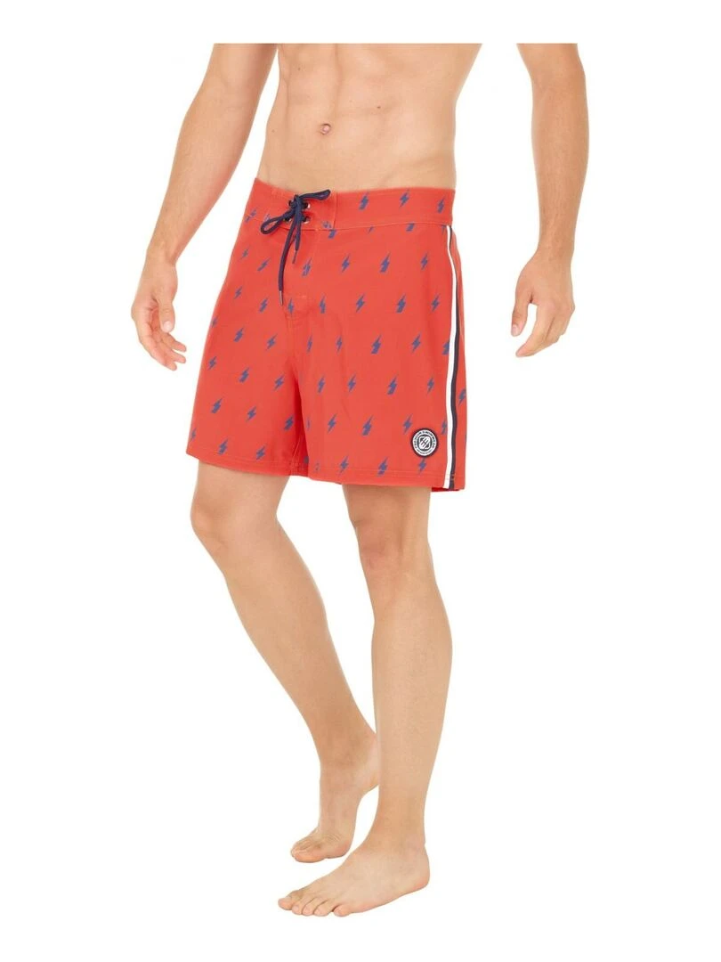 Boardshort soft touch garçon ceinture plate Flash Freegun   Rouge