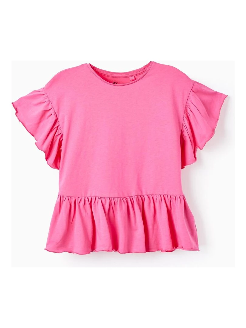 T shirt en Coton avec Volants pour Fille manches courtes EXPLORING AUSTRALIA Rose